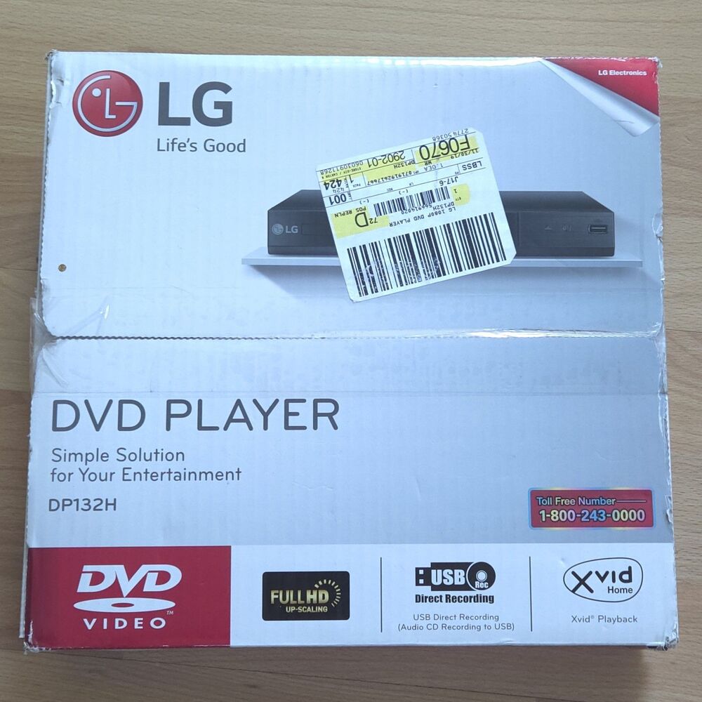 New LG DP132H DVD Player Full HD Up-Scaling USB Direct Recording New In Box